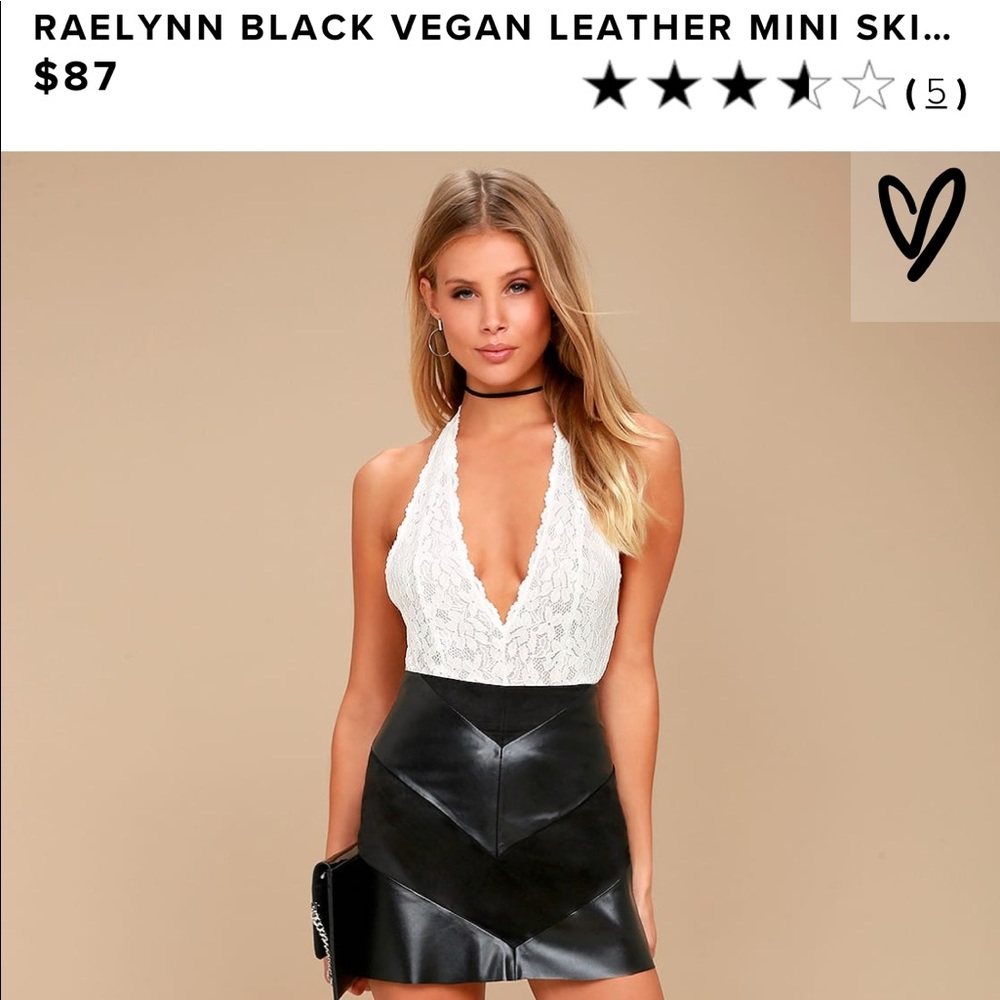 Black leather mini skirt
